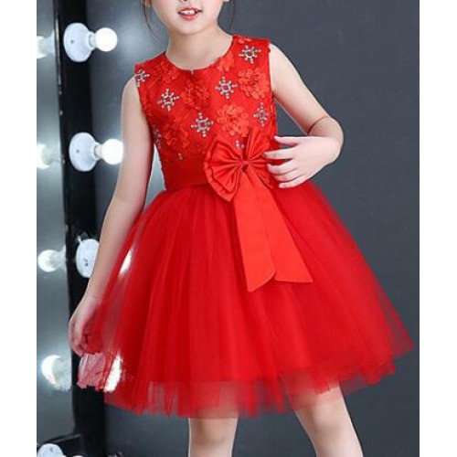 Girls princess jazz dance dress pink white red blue  flower girls priness school performance competition chrous dresses